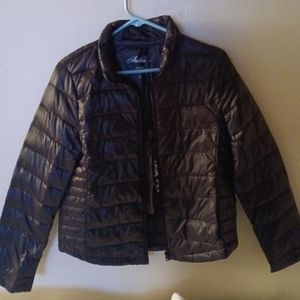 short black light puffer jacket